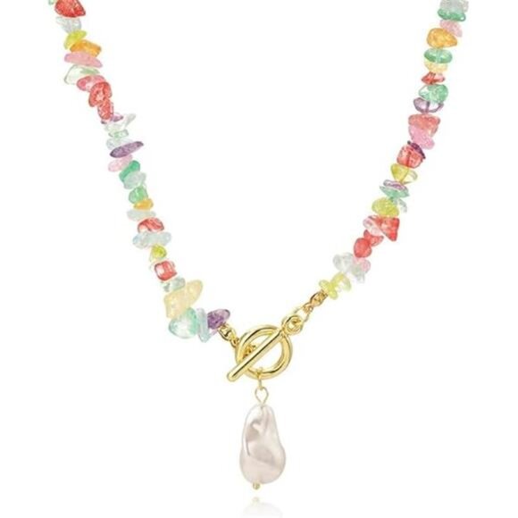 🌈 Natural Chakra Stone Necklace | Healing Crystal Chip Beads - Picture 3 of 4